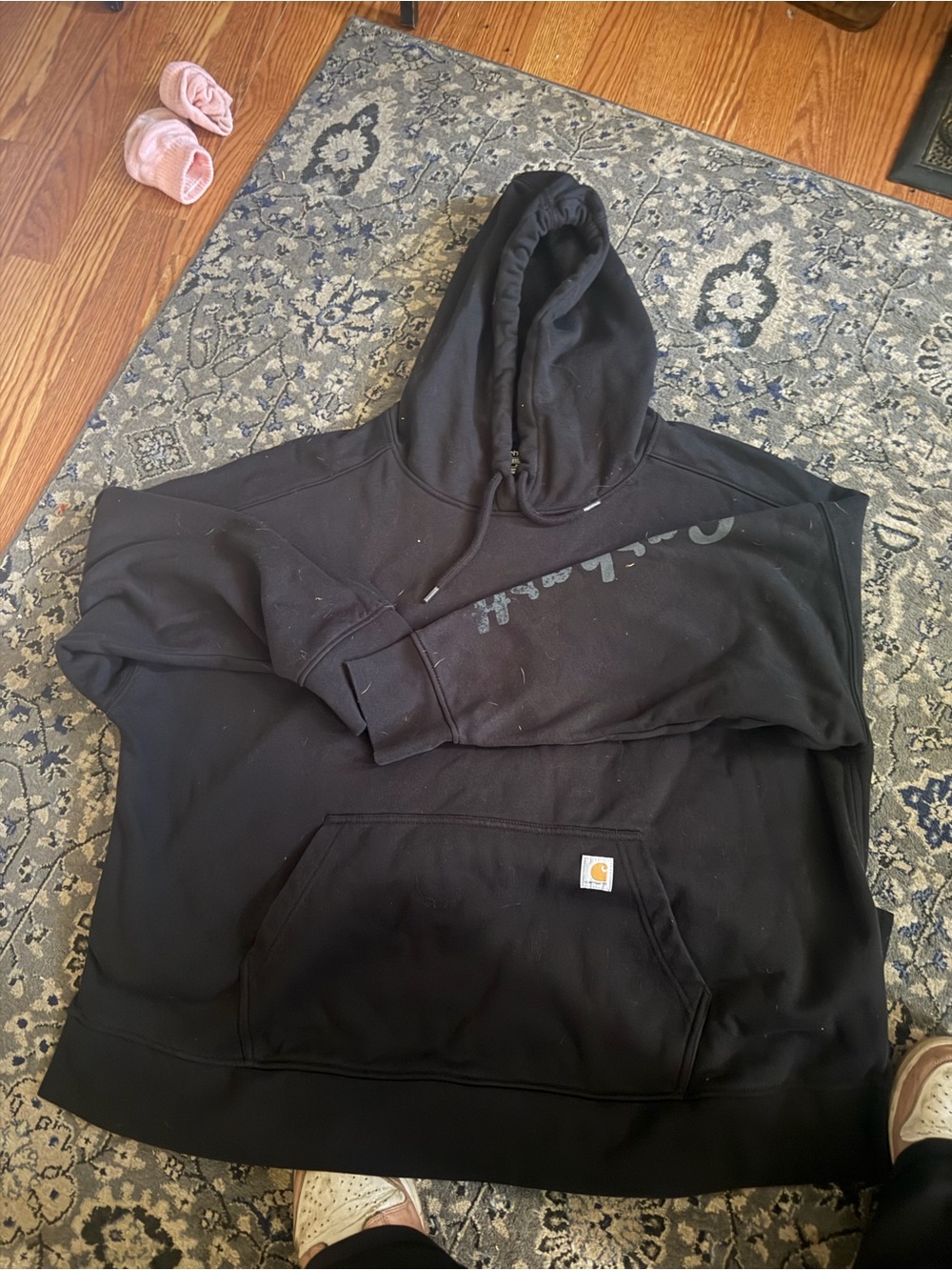 Carhartt Black Pullover Hoodie with Logo Patch